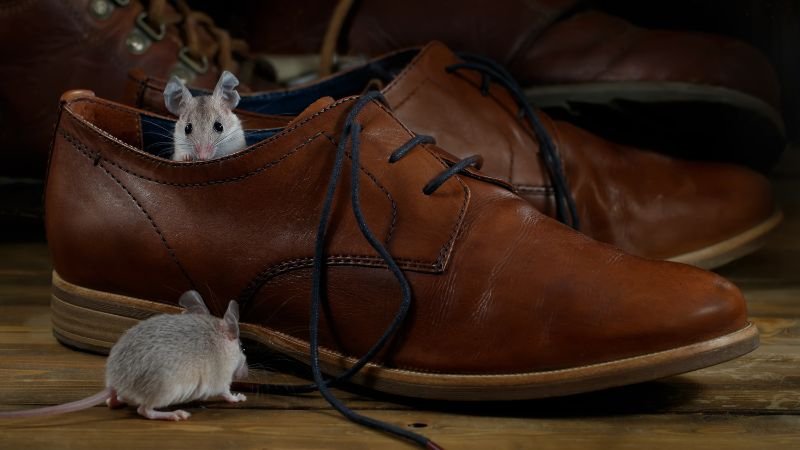 a mouse in a shoe